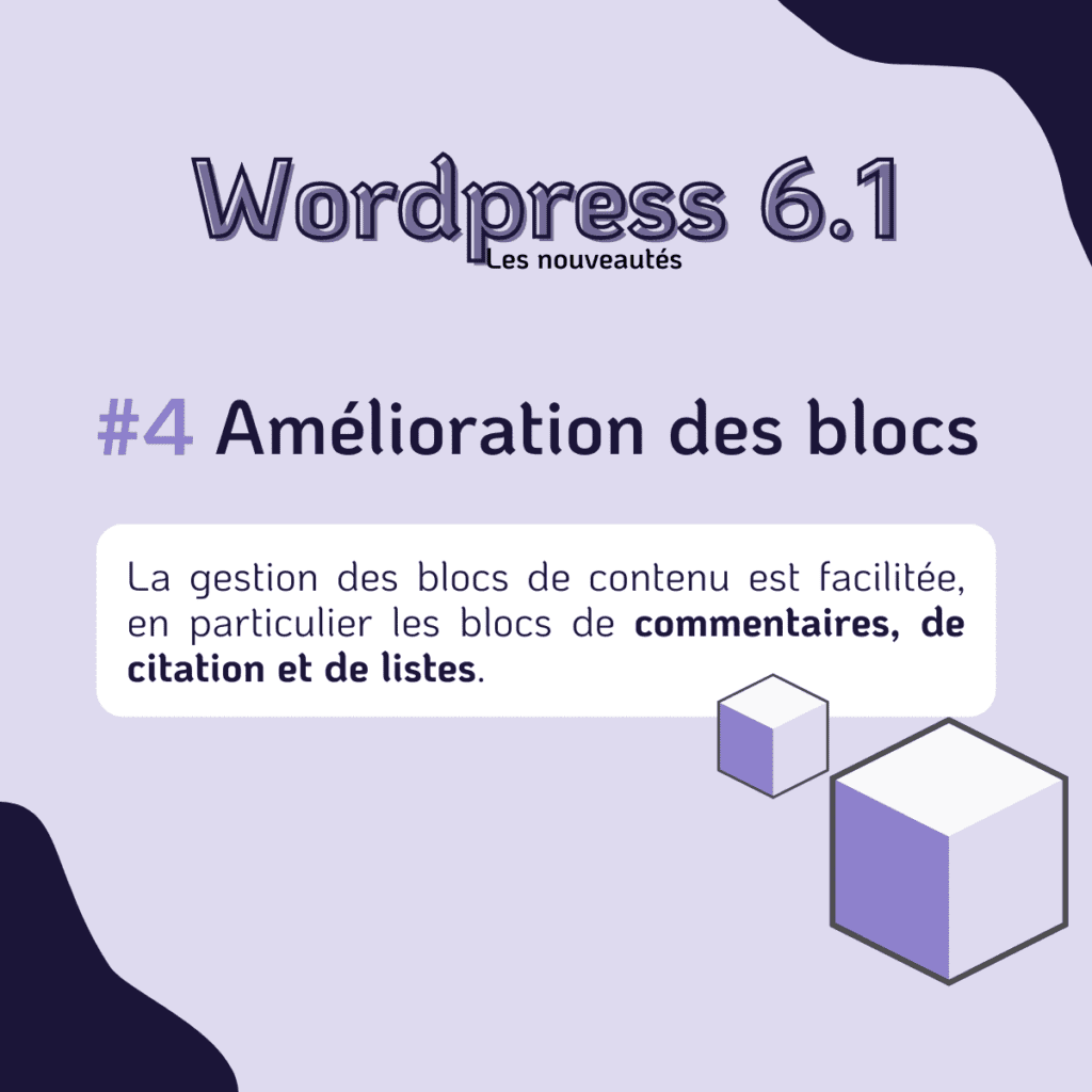 Amélioration des blocs WordPress 6.1